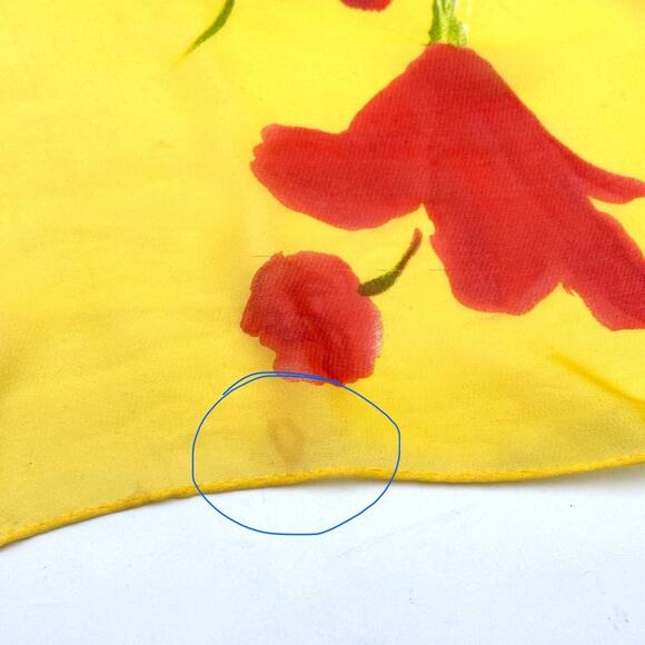 VINTAGE - LAUREN Ralph Lauren silk scarf - yellow with floral print - Picture 3 of 10